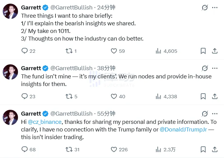 Garrett Jin’s First Response to Rumors: No Connection to the Trump Family, No Insider Trading; The Fund Does Not Belong to Him, But to Clients Garrett Jin’s First Response to Rumors: No Connection to the Trump Family, No Insider Trading; The Fund Does Not Belong to Him, But to Clients