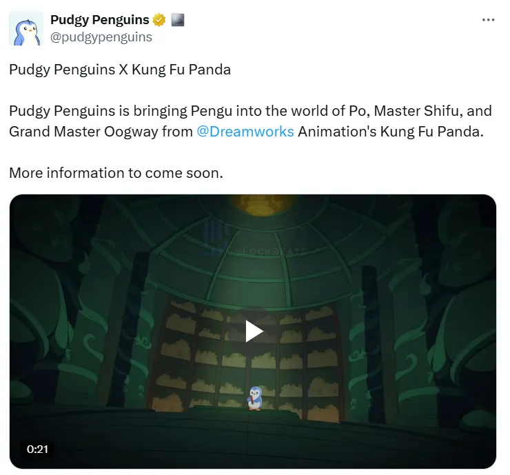 Pudgy Penguins Collaborates with “Kung Fu Panda,” Introducing a Chubby Penguin Character Pudgy Penguins Collaborates with “Kung Fu Panda,” Introducing a Chubby Penguin Character