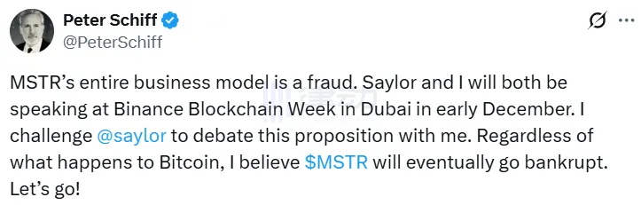 Peter Schiff: No matter where Bitcoin ultimately ends up, I believe MSTR will ultimately go bankrupt. Peter Schiff: No matter where Bitcoin ultimately ends up, I believe MSTR will ultimately go bankrupt.