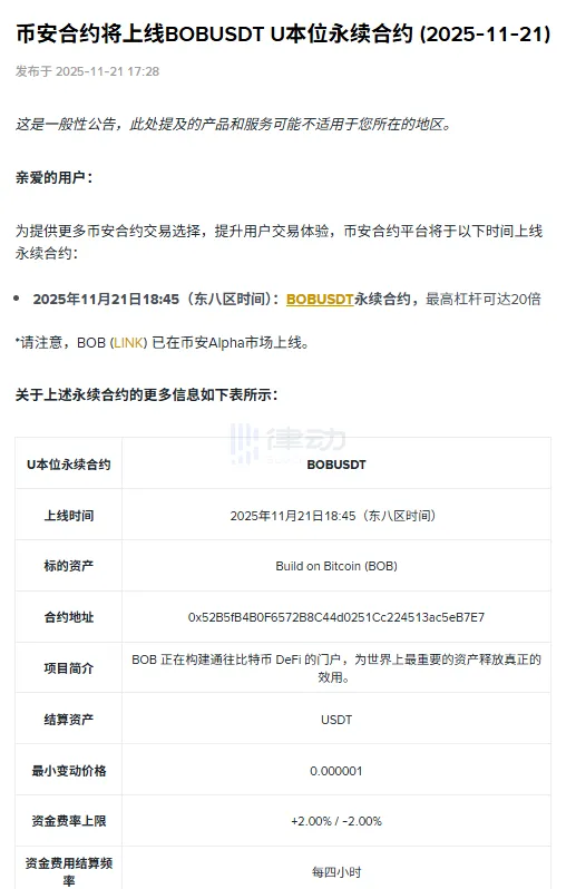 Binance will list BOB Perpetual Futures Contract Binance will list BOB Perpetual Futures Contract