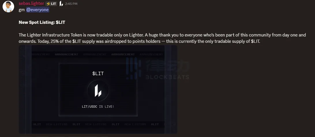 The Lighter (LIT) token is now trading, currently priced at $2.4 The Lighter (LIT) token is now trading, currently priced at $2.4