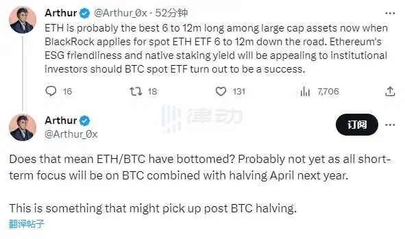 DeFiance Capital创始人:ETH/BTC汇率或在比特币减半后真正触底