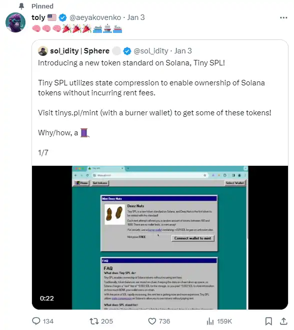 被Solana创始人推特置顶，新代币标准Tiny SPL是什么？  第1张